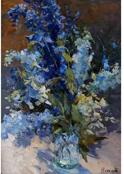 Still Life With Blue Flowers by 
																			Viktor Vassine