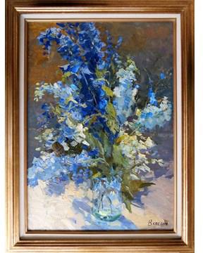 Still Life With Blue Flowers by 
																			Viktor Vassine