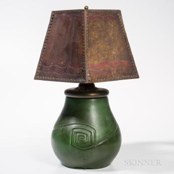 Table Lamp with Mica Shade by 
																	 Hampshire Pottery