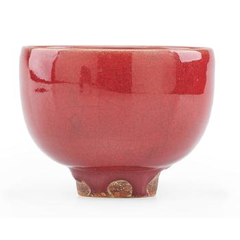 Small vessel, oxblood drip glaze by 
																			Laura Andreson