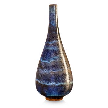 Fine tall vase, exceptional indigo blue crystalline glaze by 
																			Gertrud & Otto Natzler