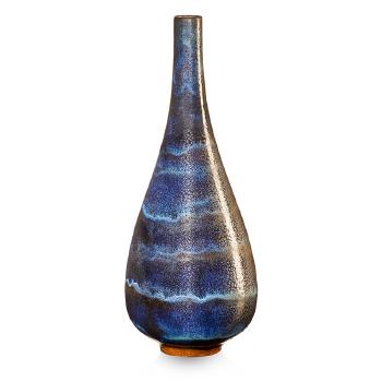 Fine tall vase, exceptional indigo blue crystalline glaze by 
																			Gertrud & Otto Natzler