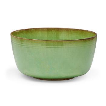 Large straight-walled bowl, apple green glaze by 
																			Gertrud & Otto Natzler