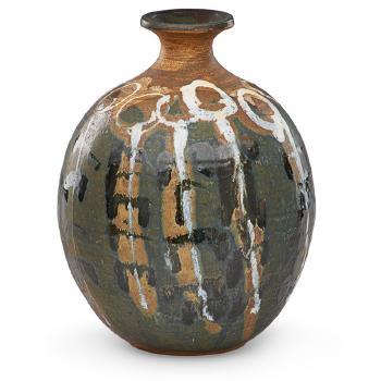 Bulbous vase with abstract design by 
																			Hal Fromhold