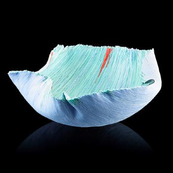 Untitled filet-de-verre vessel from the Tierra del Fuego series by 
																			Toots Zynsky