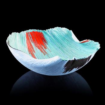Untitled filet-de-verre vessel from the Tierra del Fuego series by 
																			Toots Zynsky