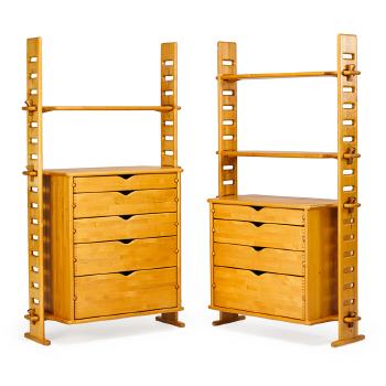 Two dressers with shelves and one shelving unit by 
																			Dean Santner