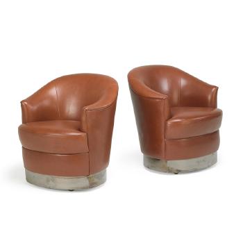 Pair of lounge chairs by 
																			Karl Springer