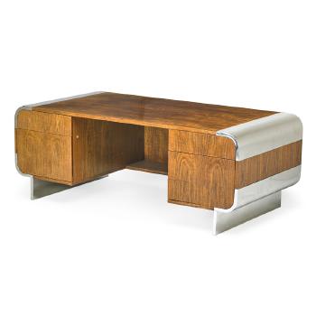Double pedestal executive desk by 
																			Leon Rosen