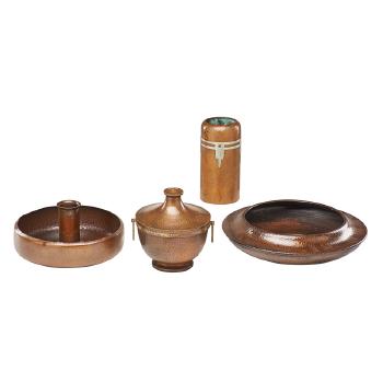 Vase, humidor, large bowl, and pipe ashtray by 
																			 Roycrofters