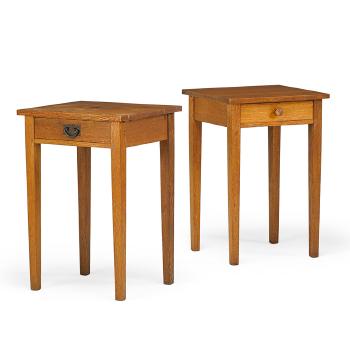 Two single-drawer nightstands (one with Gustav  Stickley pull) by 
																			 L & JG Stickley