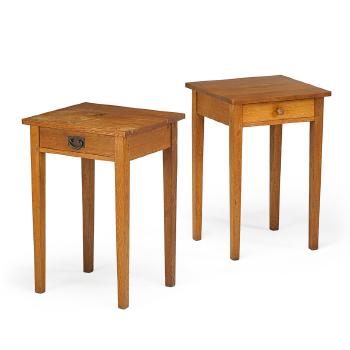 Two single-drawer nightstands (one with Gustav  Stickley pull) by 
																			 L & JG Stickley