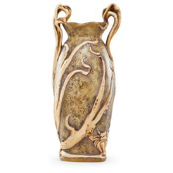 Large two-handled Amphora vase with cuttlefish and  hermit crab by 
																			Eduard Stellmacher