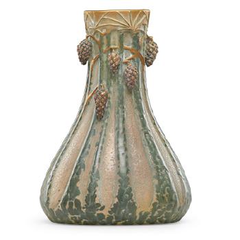 Amphora vase with pine trees by 
																			Paul Dachsel