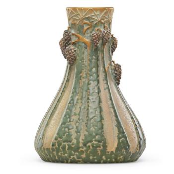 Amphora vase with pine trees by 
																			Paul Dachsel