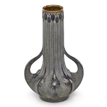 Two-handled Amphora vase with stylized leaves by 
																			Paul Dachsel
