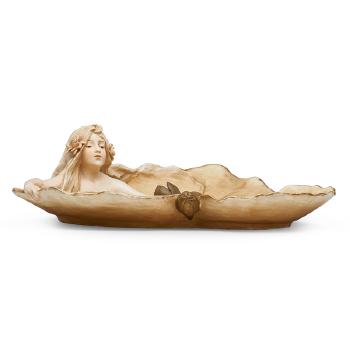 Amphora card tray with water sprite on lily pads by 
																			Ernst Wahliss