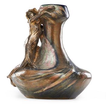 Massive Amphora vase with Nymph from the Fates  series by 
																			 Riessner, Stellmacher & Kessel