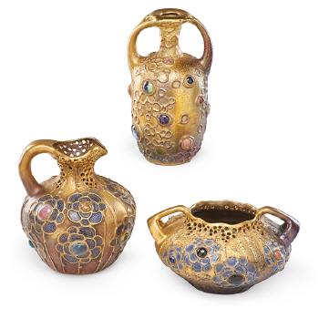 Three Amphora Grès-Bijou vessels by 
																			 Riessner, Stellmacher & Kessel