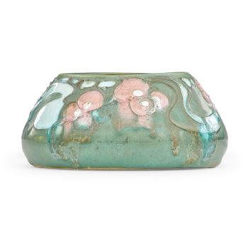 Fine low vessel squeezebag-decorated with stylized  blossoms by 
																			Frederick Hurten Rhead