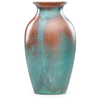 Tall copper-clad vase by 
																			Charles Walter Clewell