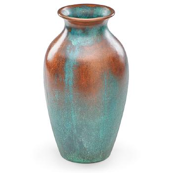 Tall copper-clad vase by 
																			Charles Walter Clewell