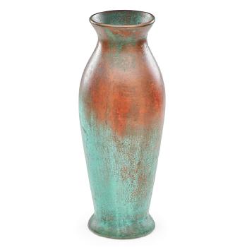 Tall copper-clad vase by 
																			Charles Walter Clewell