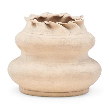 Gourd-shaped bisque vase with ruffled rim by 
																			George Edgar Ohr