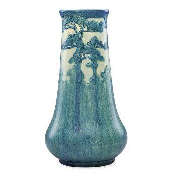 Fine scenic Transitional vase with pine trees by 
																			Anna Frances Connor Simpson