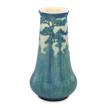 Fine scenic Transitional vase with pine trees by 
																			Anna Frances Connor Simpson