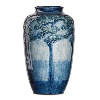 Fine early vase with pine trees by 
																			Anna Frances Connor Simpson