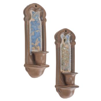 Two rare wall sconces by 
																	 Fulper Pottery