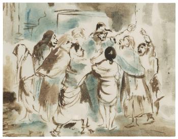 A Crowd in the Street by 
																	Eugenio Lucas Velazquez