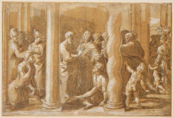 Saints Peter and John Healing the Cripples at the Gate at the Temple by 
																	 Raphael