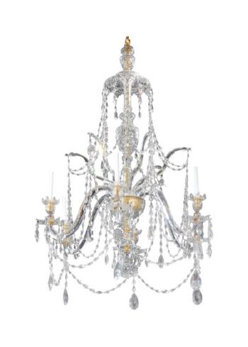 A George III Cut-glass Six-light Chandelier by 
																	 Parker and Perry