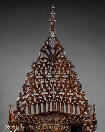 American Gothic Carved Rosewood Corner Etagere by 
																			 J. & J.W. Meeks