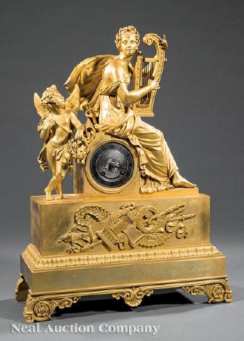 Napoleon III Gilt Bronze Figural Mantel Clock by 
																			 Japy Freres