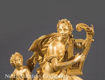 Napoleon III Gilt Bronze Figural Mantel Clock by 
																			 Japy Freres