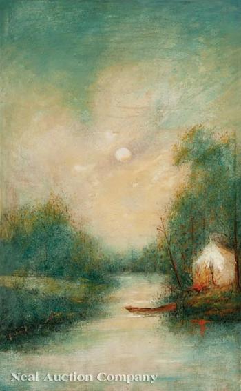 Moonlight Scene Houston River a Branch of the Calcasieu by 
																	William Ousley