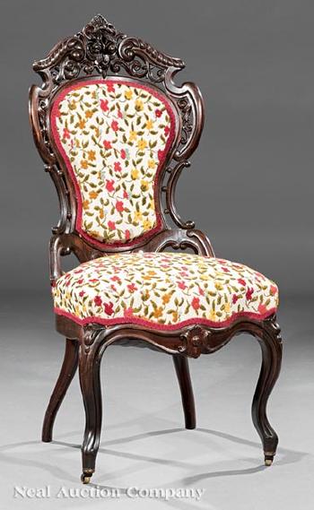 American Rococo Carved and Laminated Rosewood Parlor Suite by 
																			 J. & J.W. Meeks