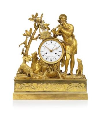 A Restauration Ormolu Striking Mantel Clock by 
																	C Harel