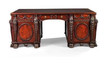 An English Mahogany Partners Desk by 
																	Thomas Chippendale