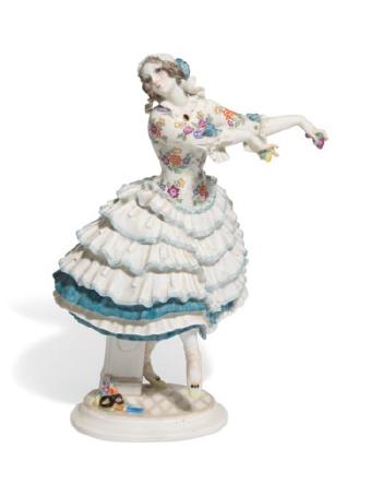 A Meissen Porcelain Figure of Chiarina From the Russian Ballet Carnaval by 
																	Paul Scheurich
