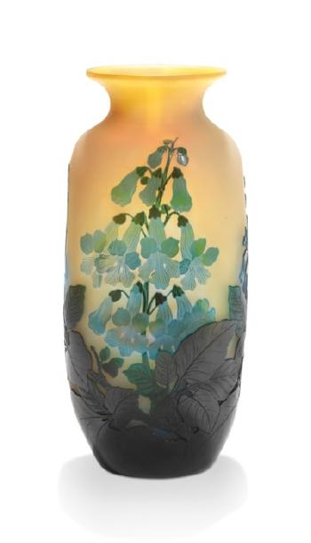 A Foxglove Cameo-glass Floral Vase by 
																	 Galle Glass Company