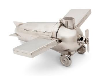 A Novelty German Silver-plated Smokers Companion in the Form of a Monoplane by 
																	 J A Henckels