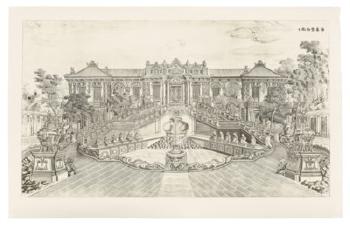 A Set of Twenty Etchings of Palaces, Pavilions and Gardens by Giuseppe Castiglione in the Imperial Grounds of the Summer Palace, Beijing, Yuanmingyuan by 
																	 Lang Shining