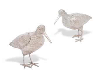 Two German Silver Models of a Woodcock by 
																	 Ludwig Neresheimer