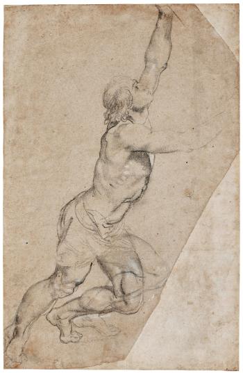 Nude Study Of A Young Man With Raised Arms by 
																	Peter Paul Rubens
