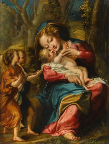 Madonna and Child With Two Angels by 
																	Giorgio Gandini del Grano