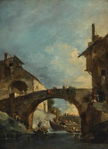 A View of La Porta Del Dolo on the Brenta Canal by 
																	Francesco Guardi